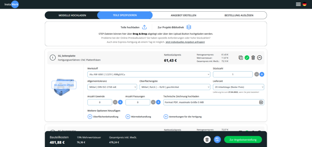 Instant Quoting on CNC Machining in Germany