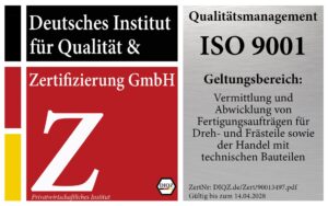 ISO 9001 certification for CNC machining